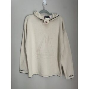 NWT Binghamton Knitting Co Men M Sweater‎ Sailboat Cream Nautical Keuka Lake NY